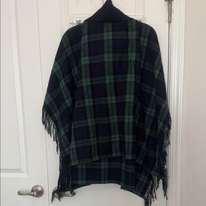 Talbots Green and Black Plaid Cape